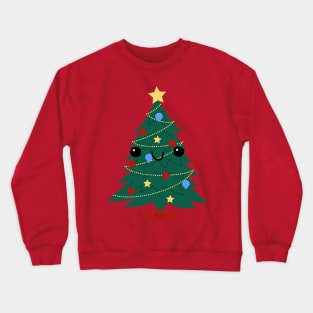 Cutey Face Decorated Christmas Tree Crewneck Sweatshirt